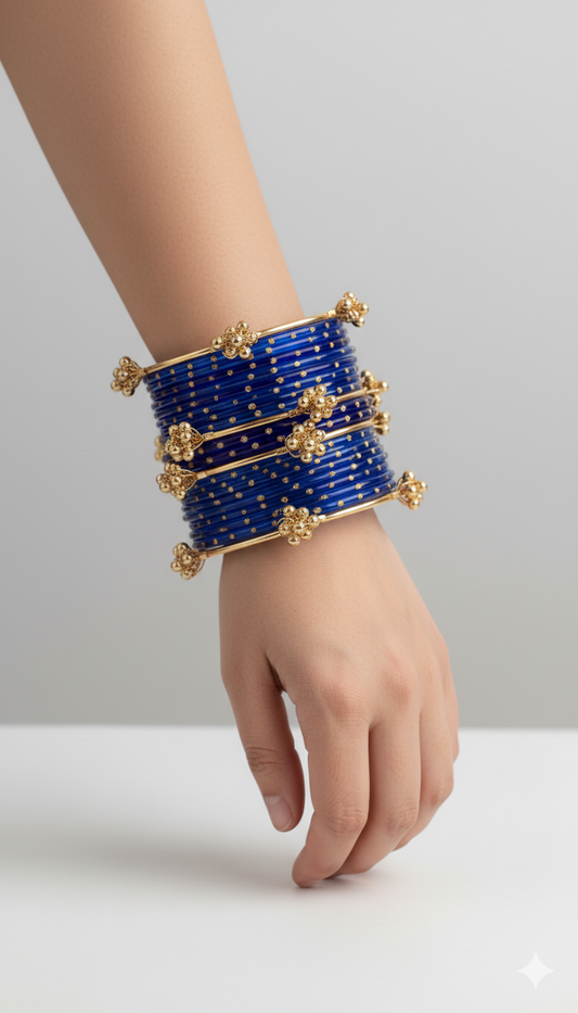 Kashmiri Bangles Set - Blue color