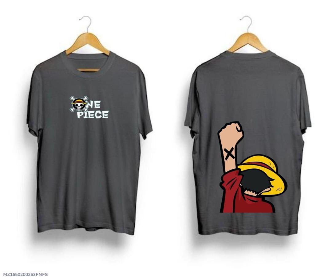 Men’s Grey Luffy Graphic T-Shirt – Premium Cotton (1PC)