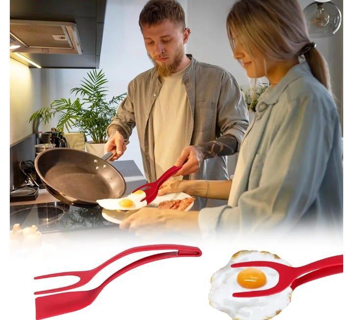 2-in-1 Flip & Grip Silicone Spatula – Non-Stick Egg Turner & Food Tongs for Easy Cooking