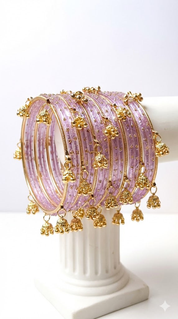 Kashmiri Bangles Set - Purple color