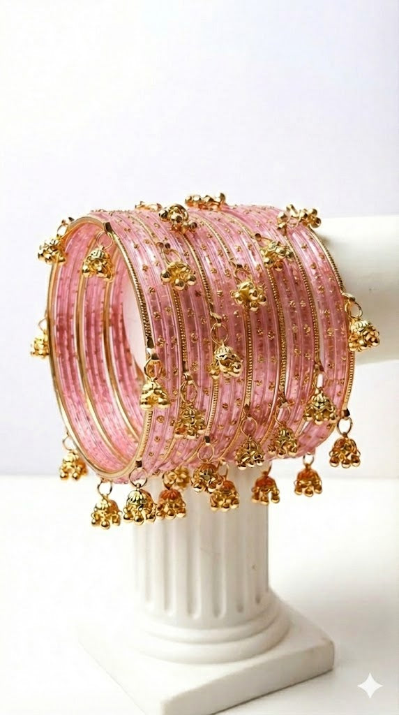 Kashmiri Bangles Set - pink color