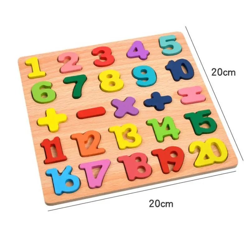 Early Educational wooden Colorful 3D Numbers Shapes and Alphabets - Toynix