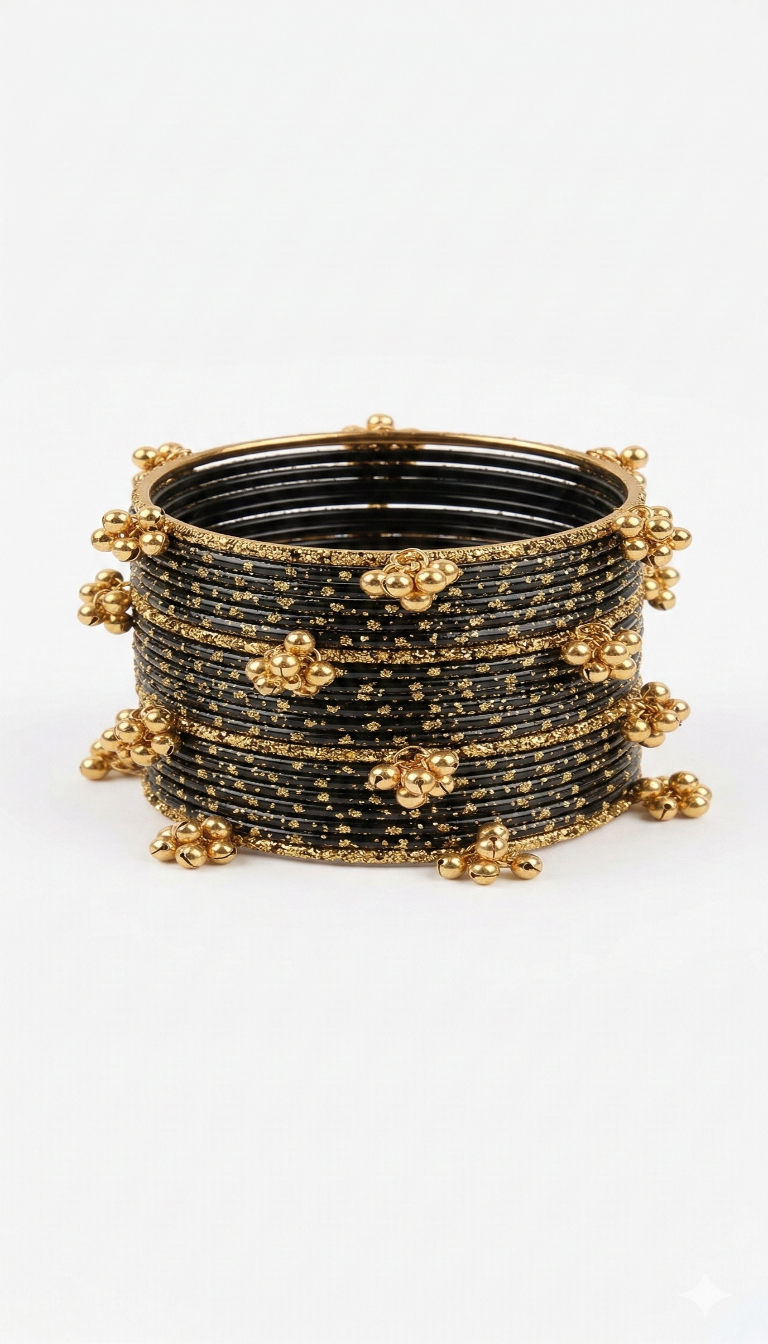 Kashmiri Bangles Set - black color