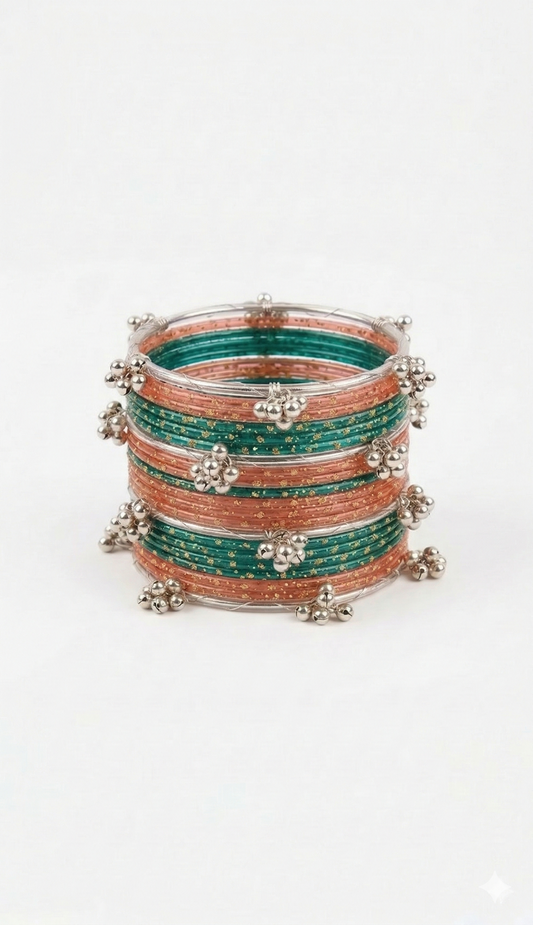 Kashmiri Bangles Set - cotton candy color
