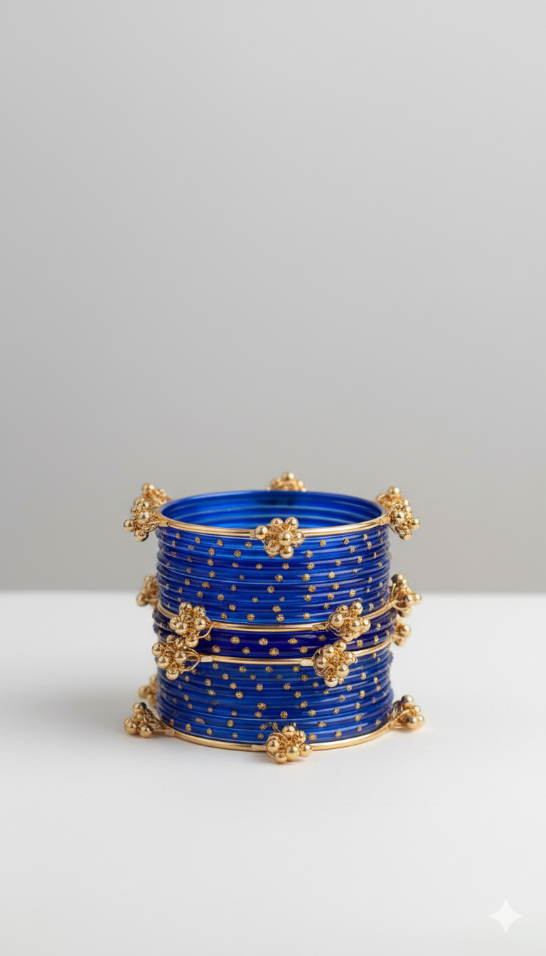 Kashmiri Bangles Set - Blue color