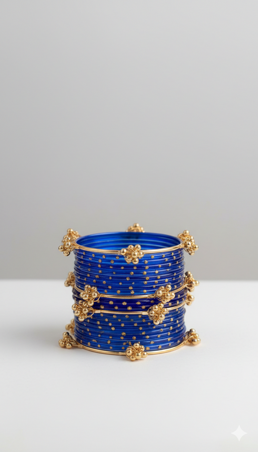 Kashmiri Bangles Set - Blue color