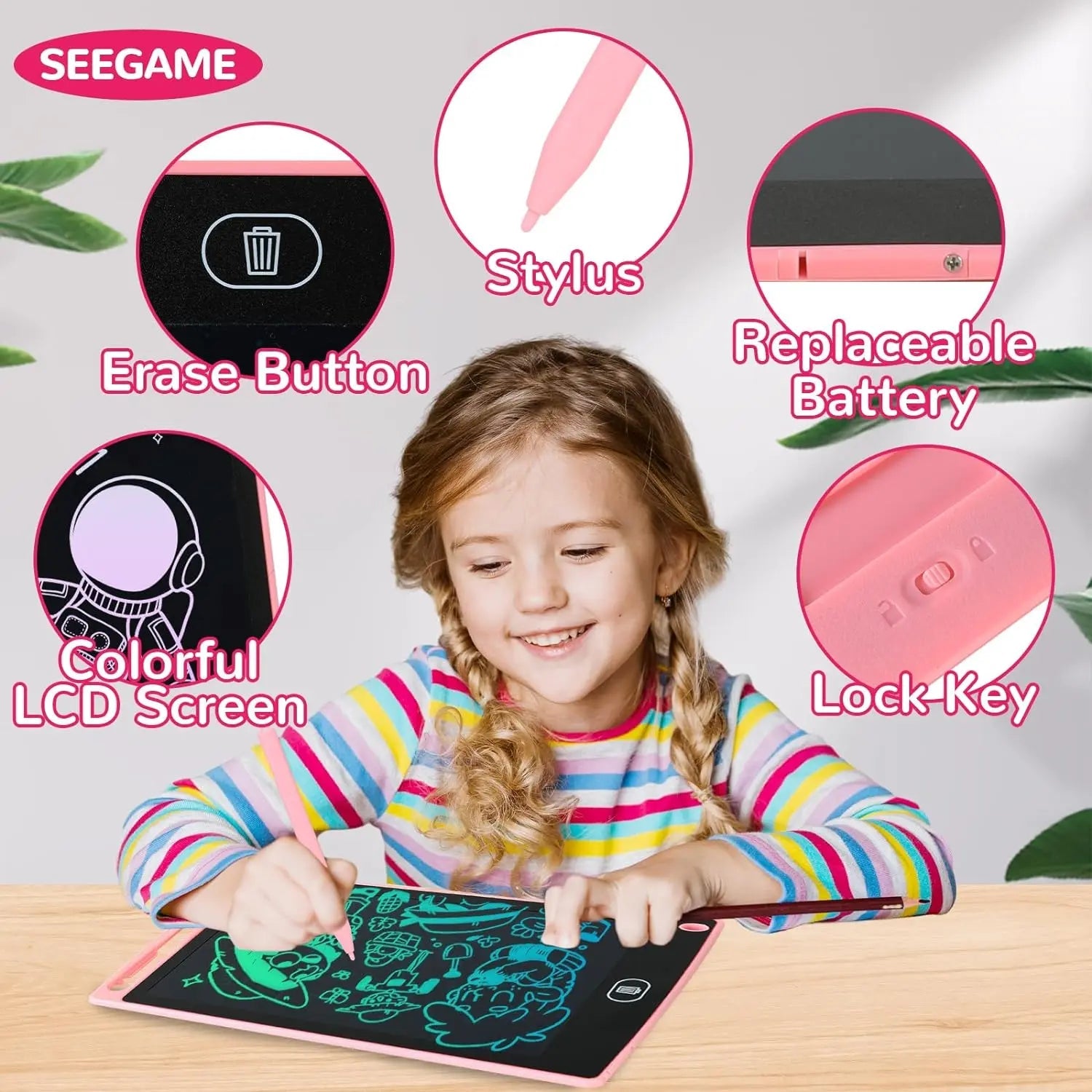 LCD Multicolor Screen Writing Tablet Erasable Writing Board - Toynix