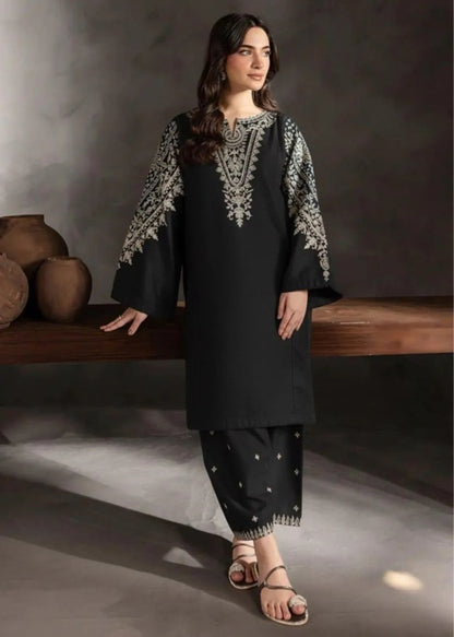 Black Embroidered 2-Piece Women's Suit