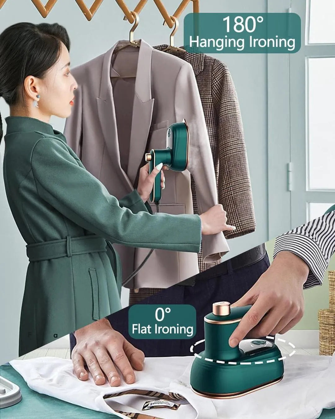 Handheld Travel Ironing Machine, Fast Heating, Wrinkle Remover for Home & Travel