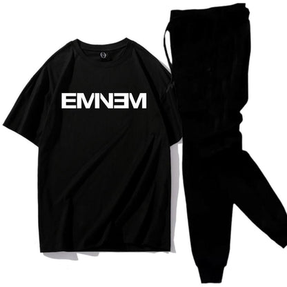 Men’s Urban Flex Black Cotton Tracksuit – Printed 2PCS (M–XL)