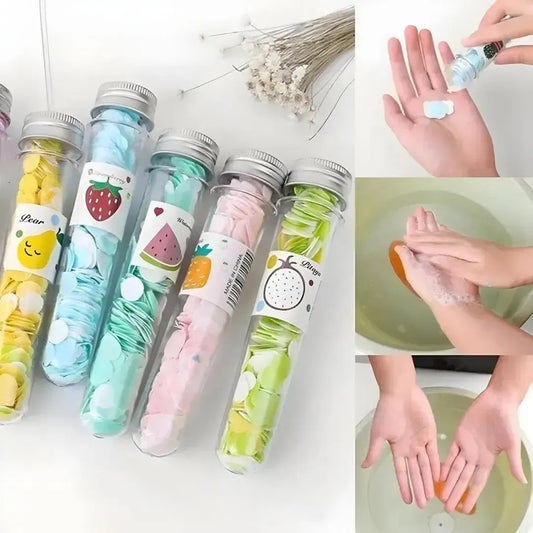 Scented Paper Soap Sheets (100 Pcs) – Portable Hand Wash for Travel & Daily Use