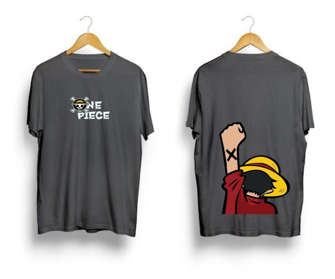 Men’s Grey Luffy Graphic T-Shirt – Premium Cotton (1PC)