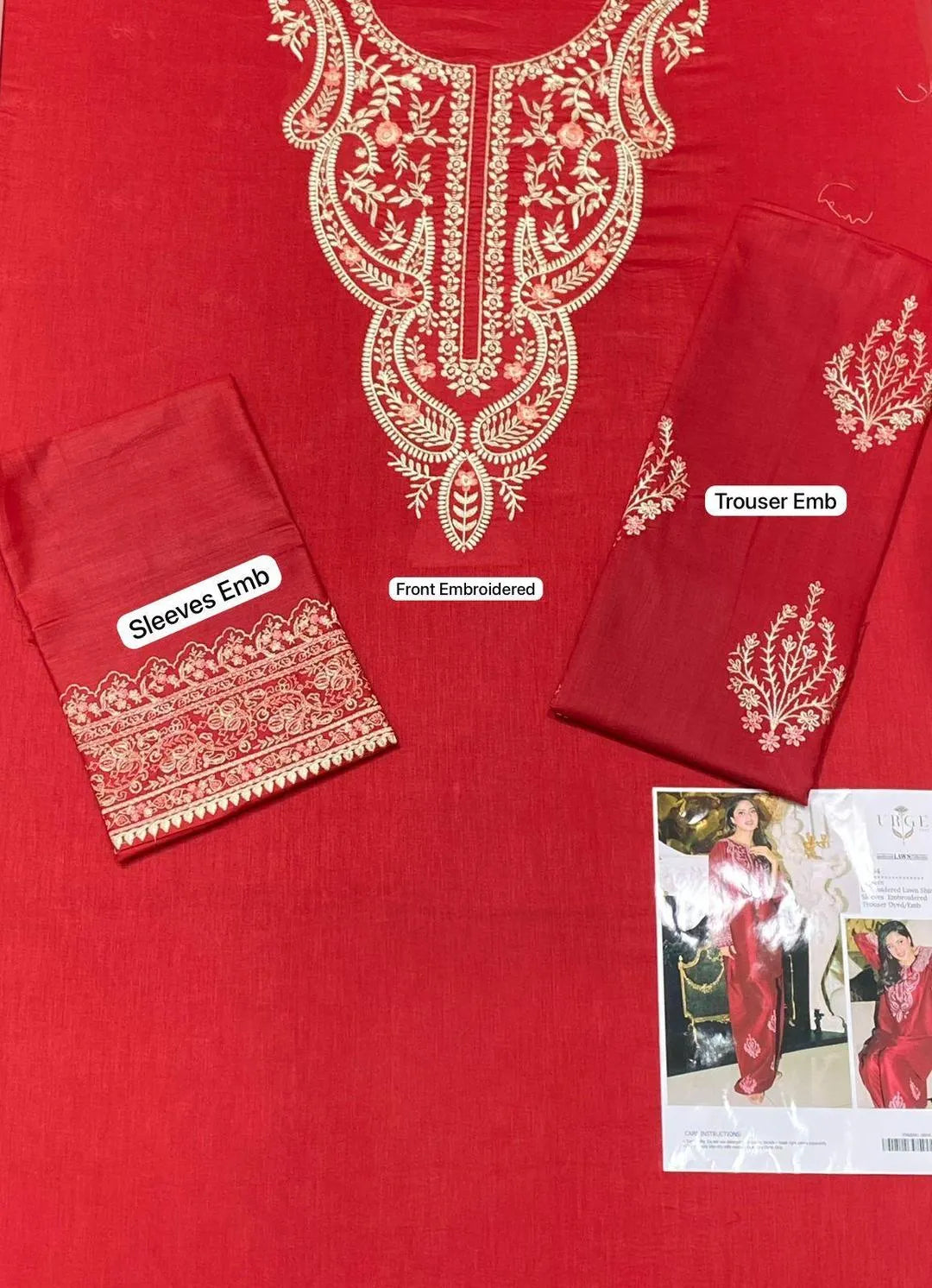 2 Pcs Women's Unstitched Embroidered Suit