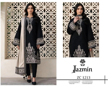 Black Embroidered 3-Piece Lawn Suit for Women