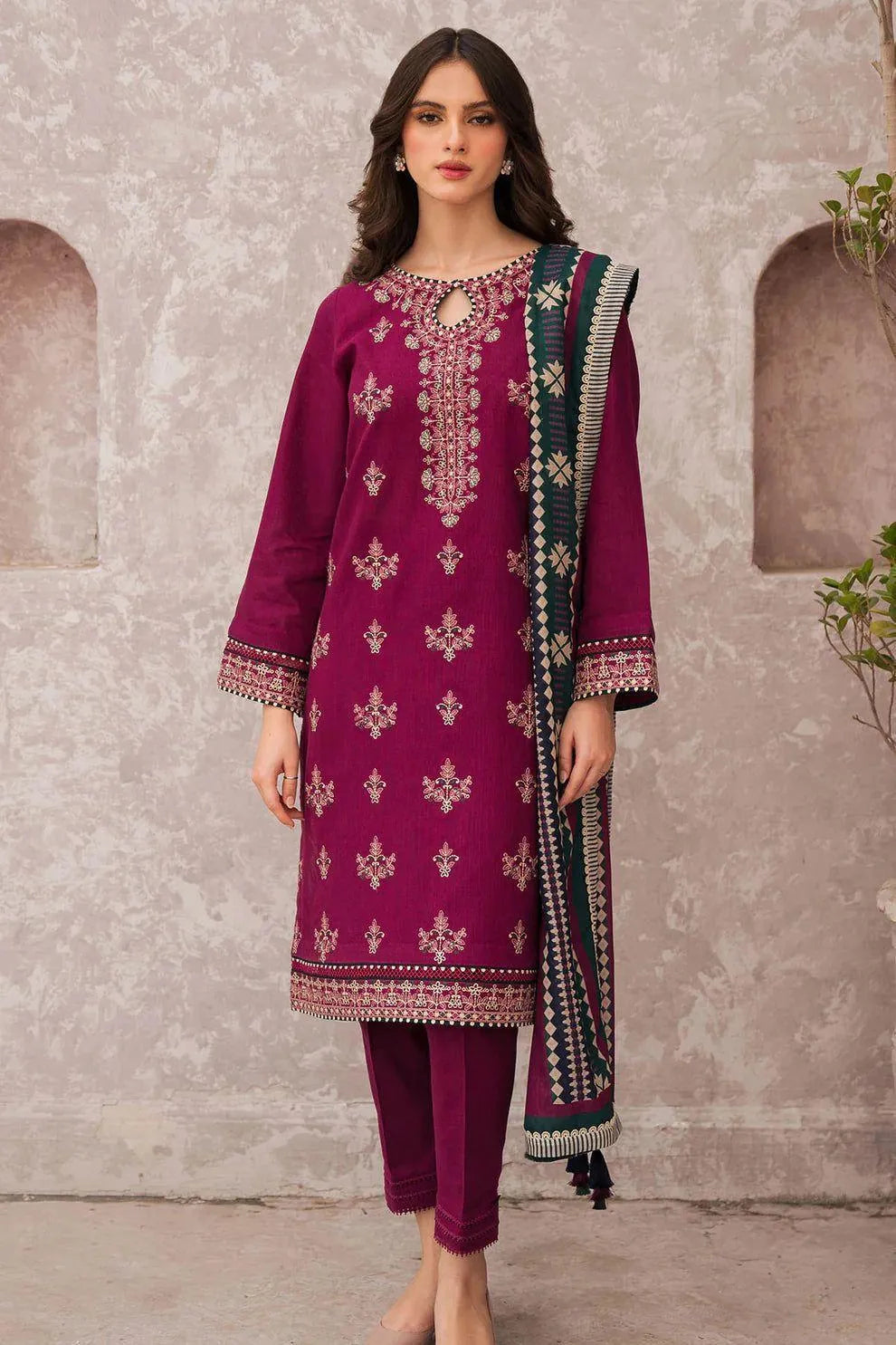 MOST HIT ARTICLES 3 Pcs Women's Unstitched Embroidered Suit