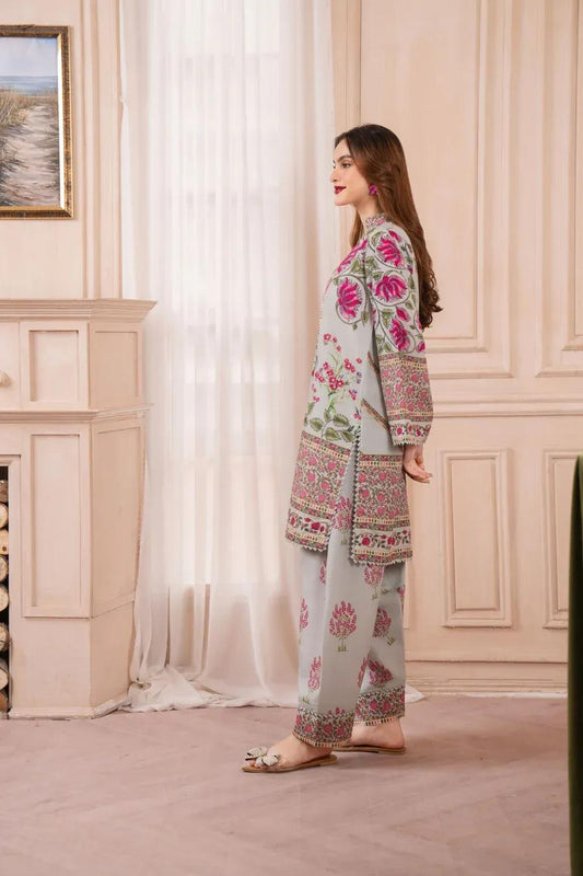STICHED 2Pcs Women's Silky Lawn Digital Print Co-Ord Set