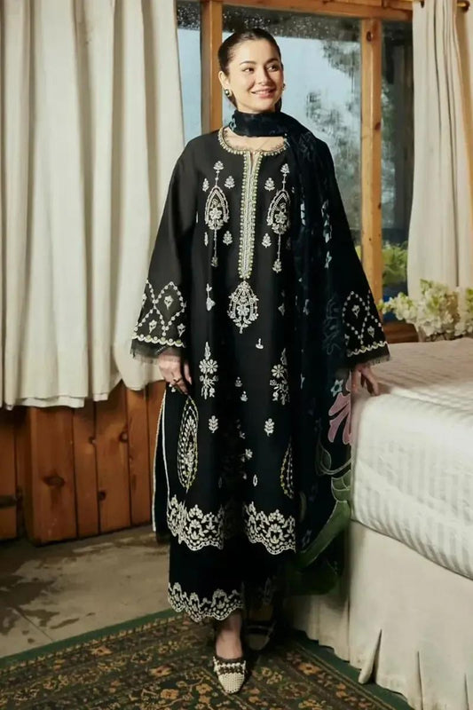 3 Pcs Women's Unstitched Embroidered Suit