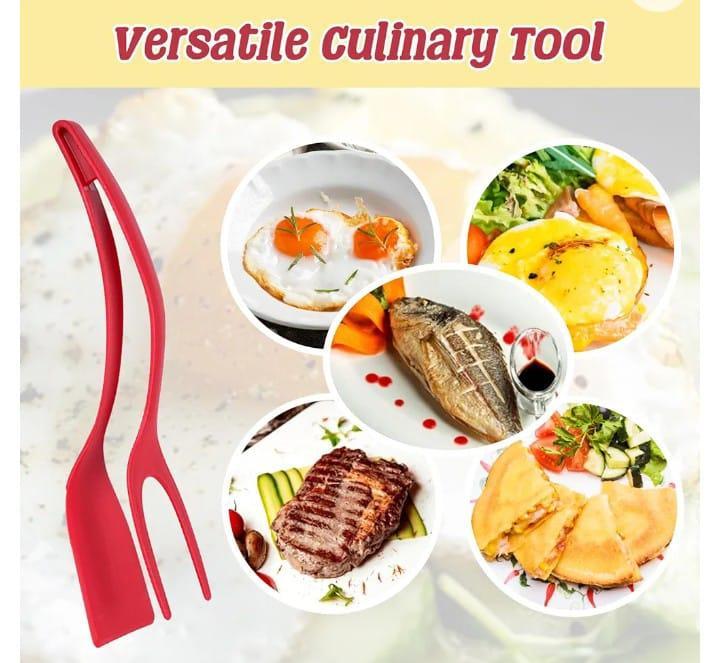 2-in-1 Flip & Grip Silicone Spatula – Non-Stick Egg Turner & Food Tongs for Easy Cooking