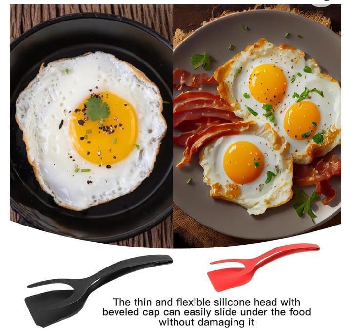 2-in-1 Flip & Grip Silicone Spatula – Non-Stick Egg Turner & Food Tongs for Easy Cooking