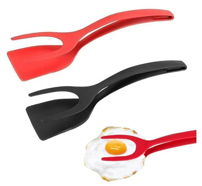 2-in-1 Flip & Grip Silicone Spatula – Non-Stick Egg Turner & Food Tongs for Easy Cooking