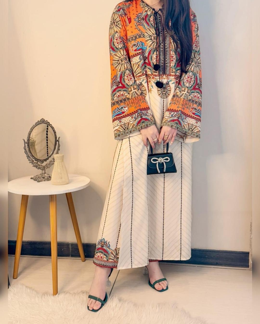 Vibrant Digital Print 2-Piece Cotton Set for Women