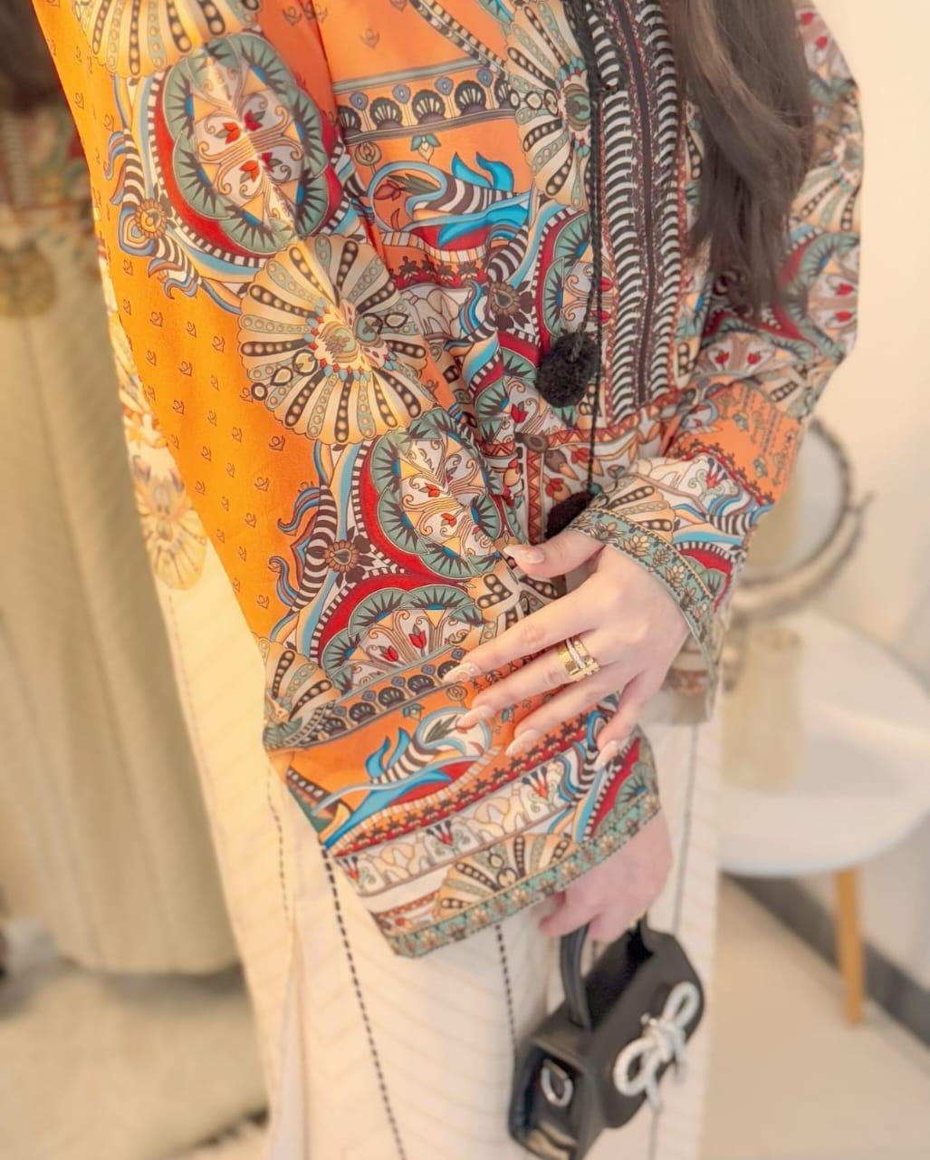 Vibrant Digital Print 2-Piece Cotton Set for Women