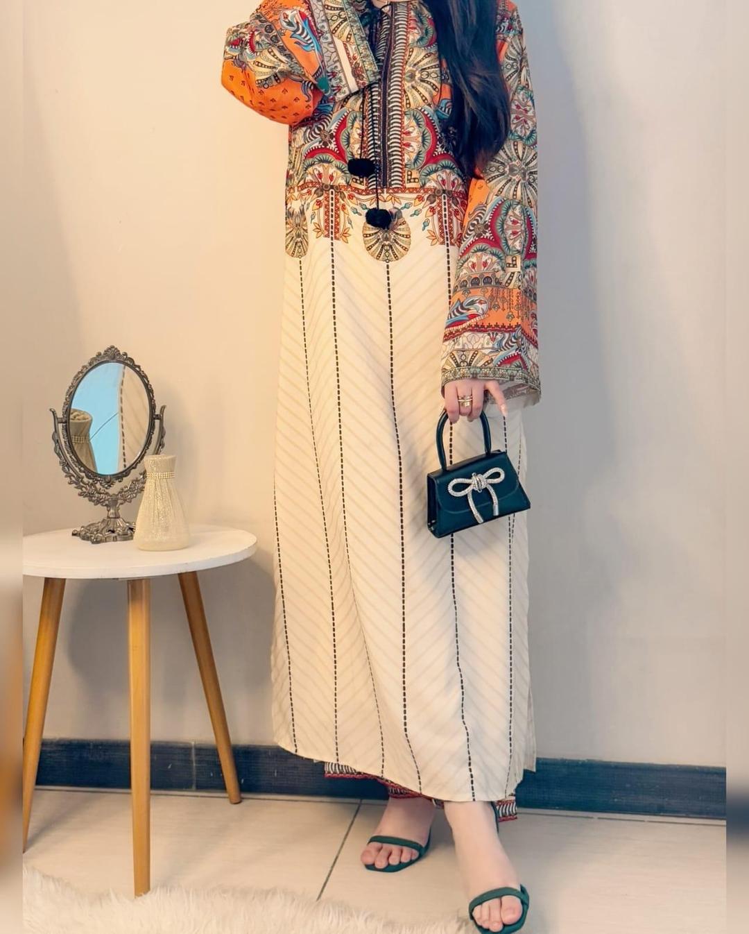 Vibrant Digital Print 2-Piece Cotton Set for Women