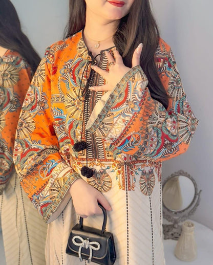 Vibrant Digital Print 2-Piece Cotton Set for Women