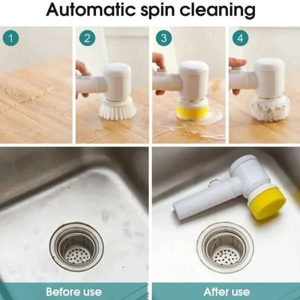 Electric Spin Scrubber White Multi-Purpose Cleaning Brush
