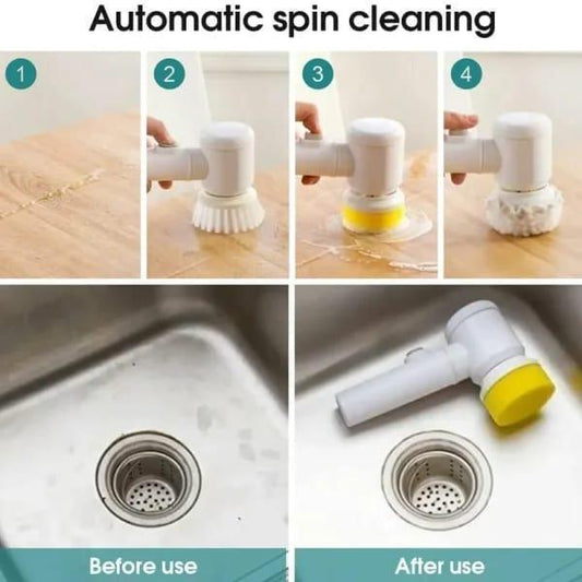 Electric Spin Scrubber White Multi-Purpose Cleaning Brush