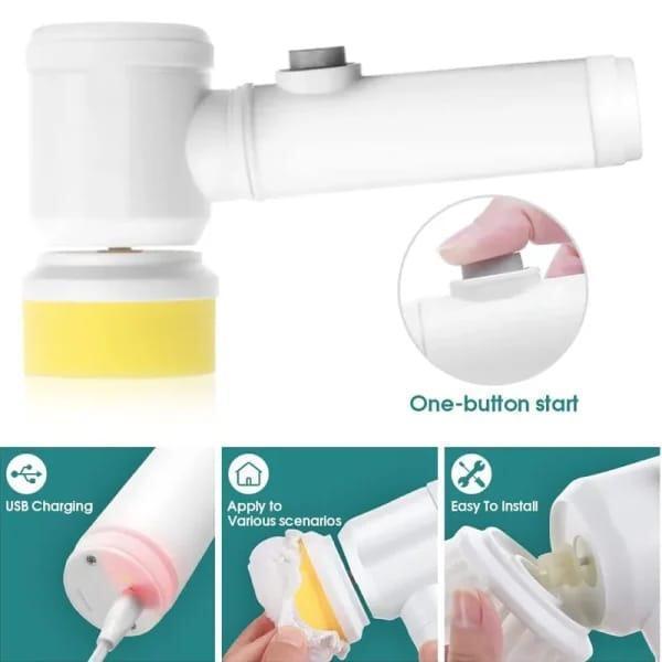 Electric Spin Scrubber White Multi-Purpose Cleaning Brush