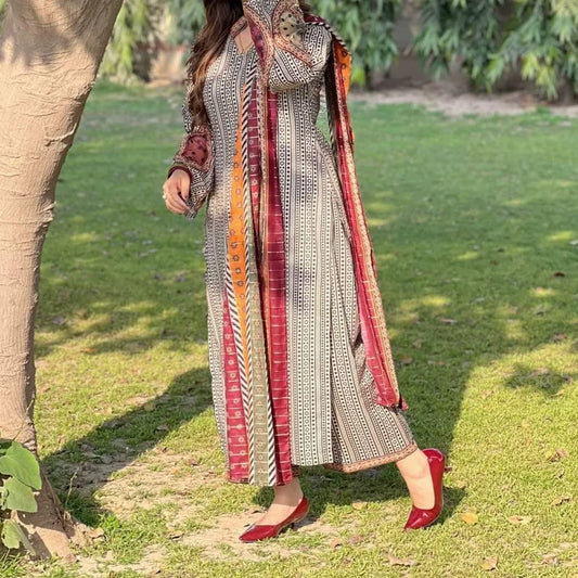 3 Pcs Women's Unstitched Printed Suit