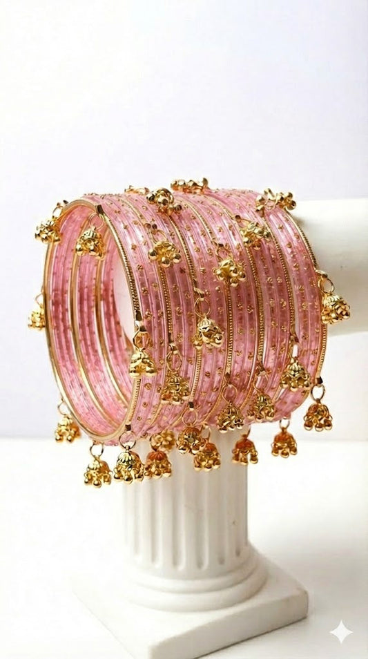 Kashmiri Bangles Set - pink color