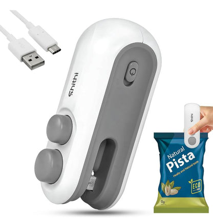 2-in-1 Heat Sealing Machine with Cutter – Mini USB Rechargeable Food Bag Sealer for Snacks & Storage